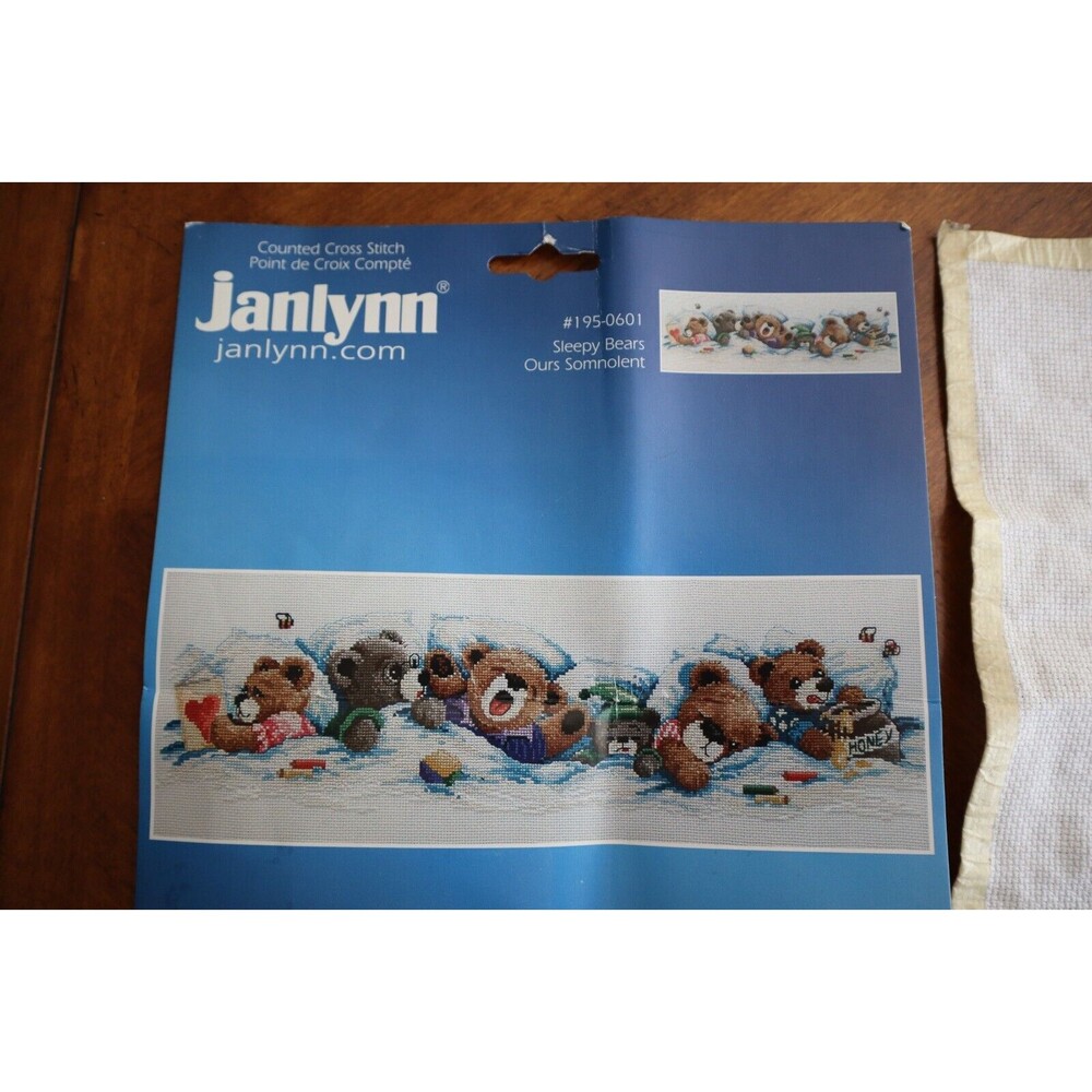 Finished Janlynn Counted Cross Stitch 19"X7"-Sleepy Bears #195-0601 Complete - Picture 3 of 10